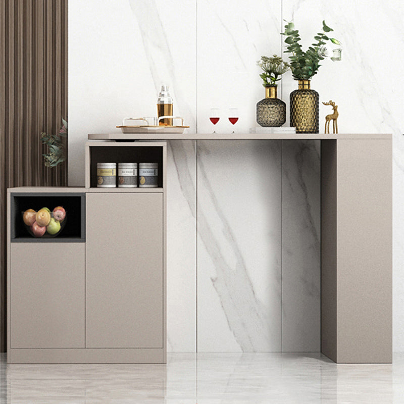 Contemporary Style Bar Table Wood Revolving Bar Wine Table with Storage