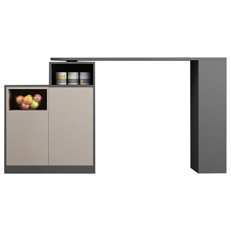 Contemporary Style Bar Table Wood Revolving Bar Wine Table with Storage