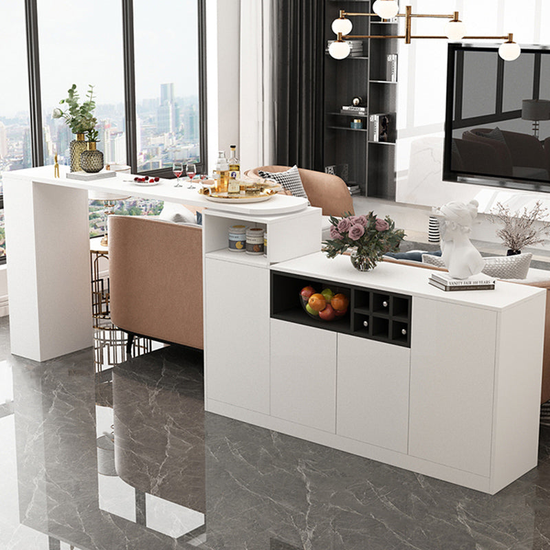 Contemporary Style Bar Table Wood Revolving Bar Wine Table with Storage