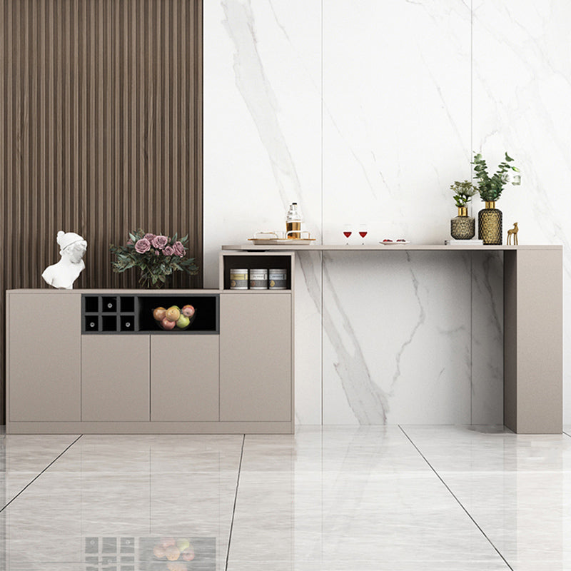 Contemporary Style Bar Table Wood Revolving Bar Wine Table with Storage