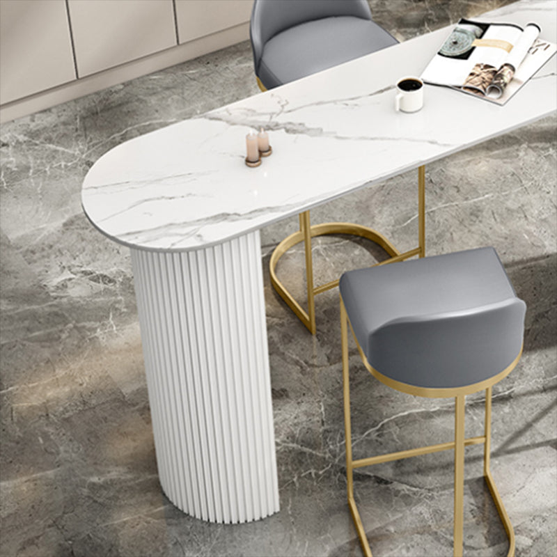 White Colour Bar Wine Table Stone Bar Dining Table with Double Pedestal