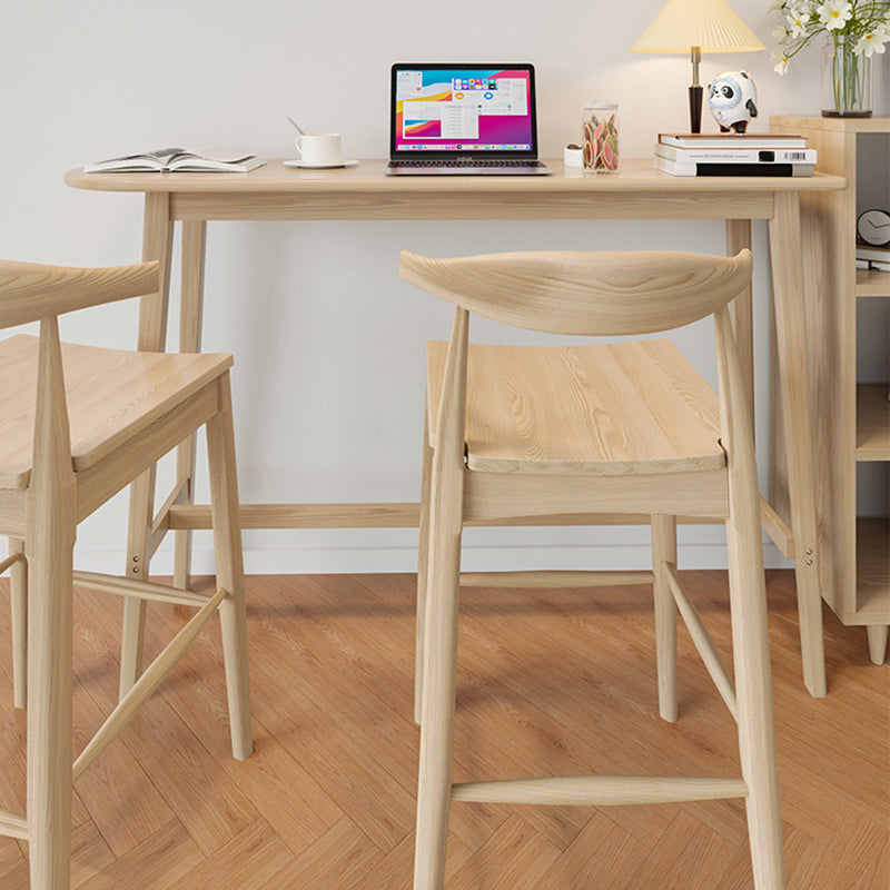 Modern Style Solid Wood Bar Table Natural Colour Fixed Bistro Bar Desk for Living Room