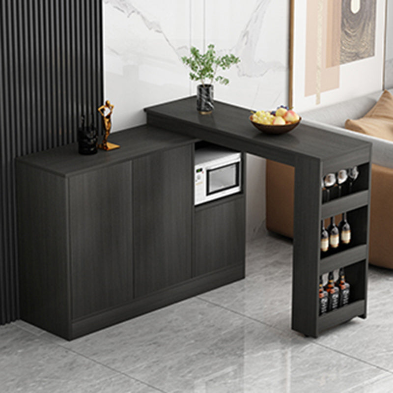 Modern Style Rectangle Bar Table Living Room Bistro Bar Desk with Storage