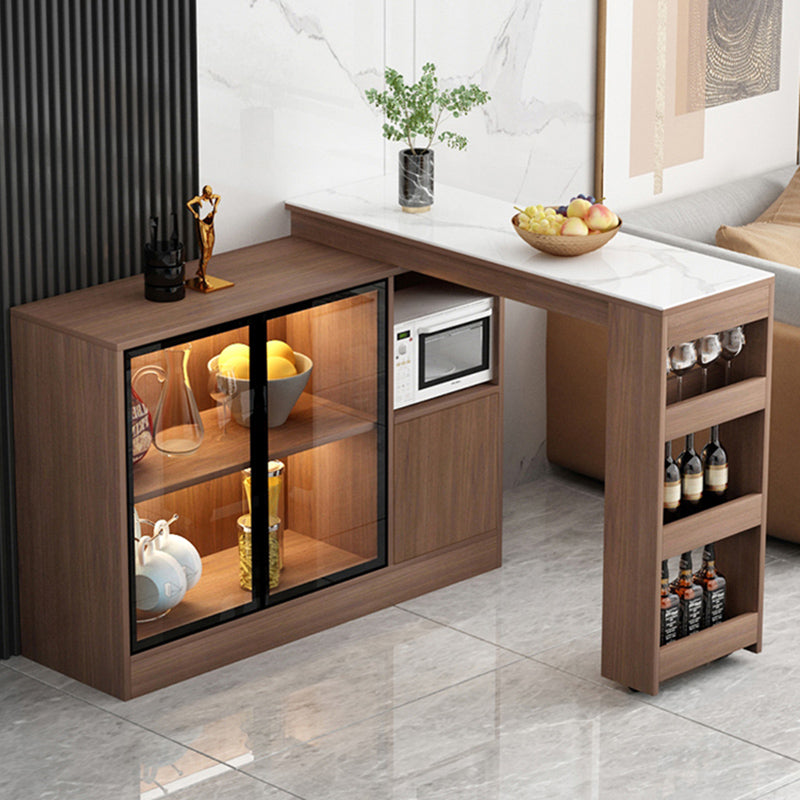 Modern Style Rectangle Bar Table Living Room Bistro Bar Desk with Storage