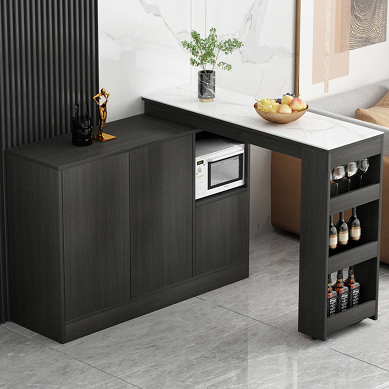 Modern Style Rectangle Bar Table Living Room Bistro Bar Desk with Storage