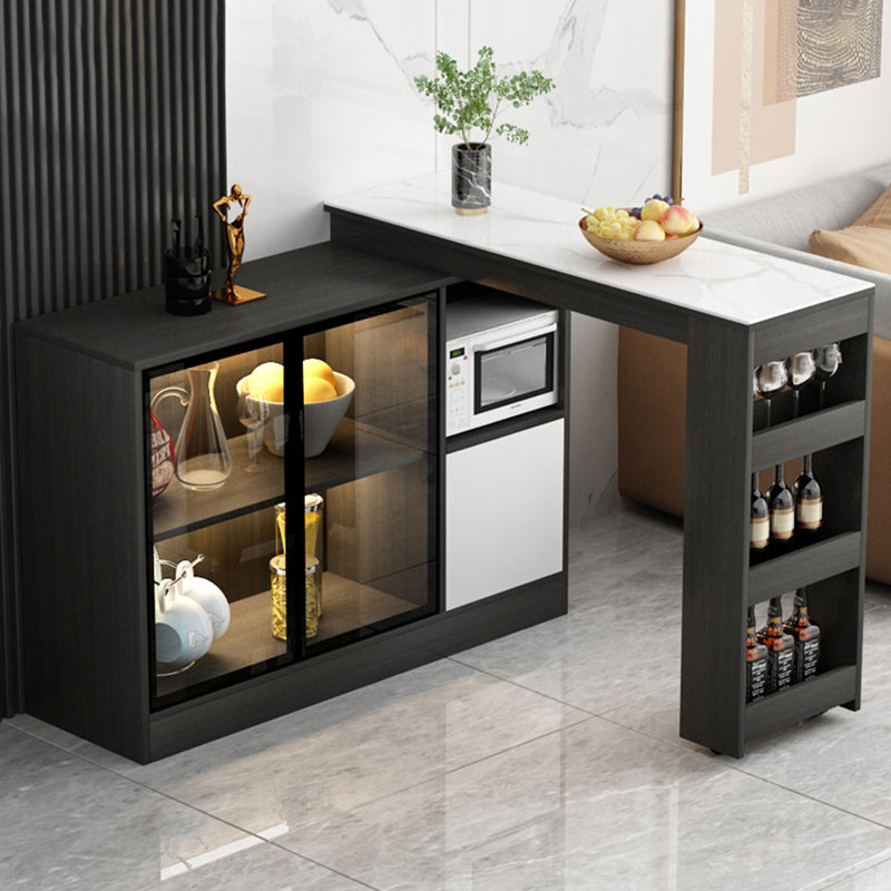 Modern Style Rectangle Bar Table Living Room Bistro Bar Desk with Storage