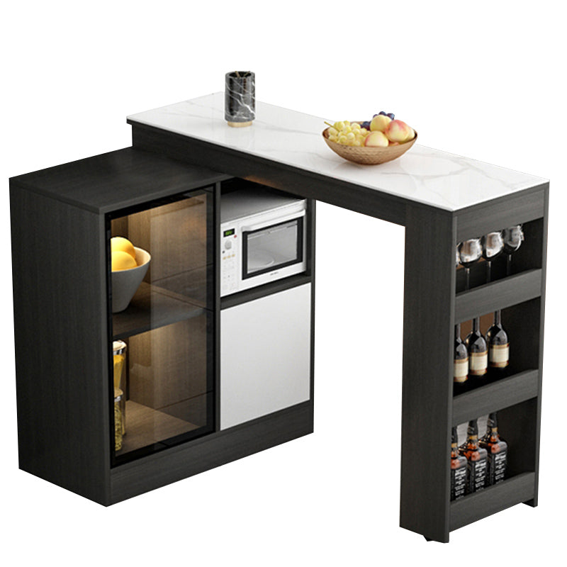 Modern Style Rectangle Bar Table Living Room Bistro Bar Desk with Storage