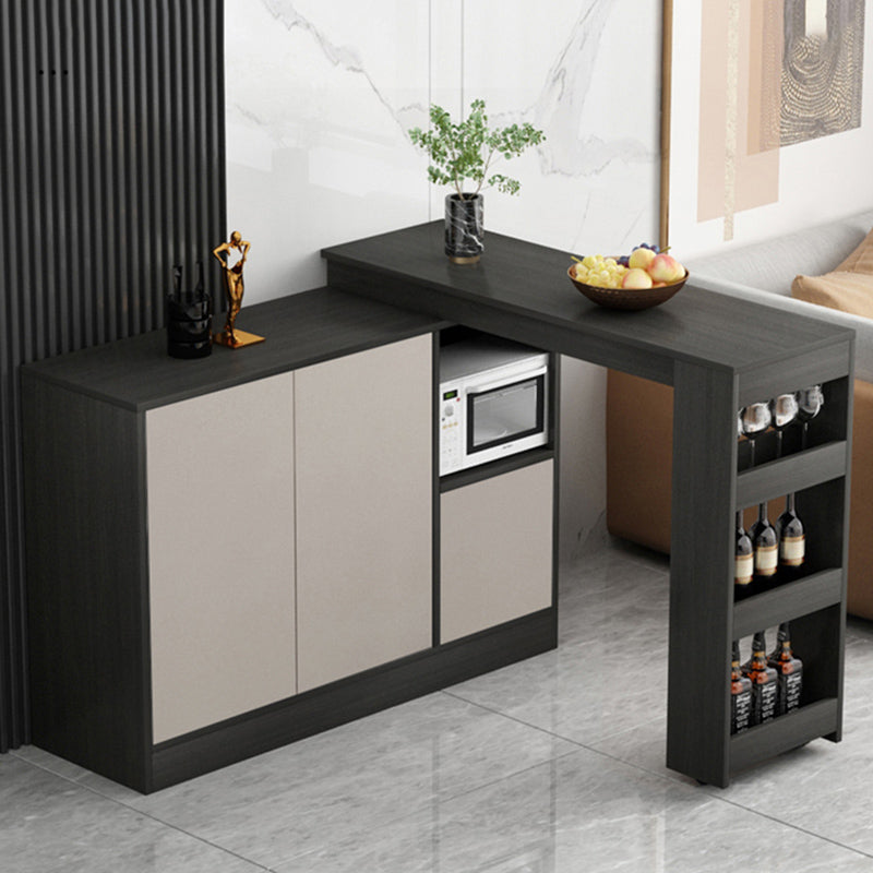 Modern Style Rectangle Bar Table Living Room Bistro Bar Desk with Storage