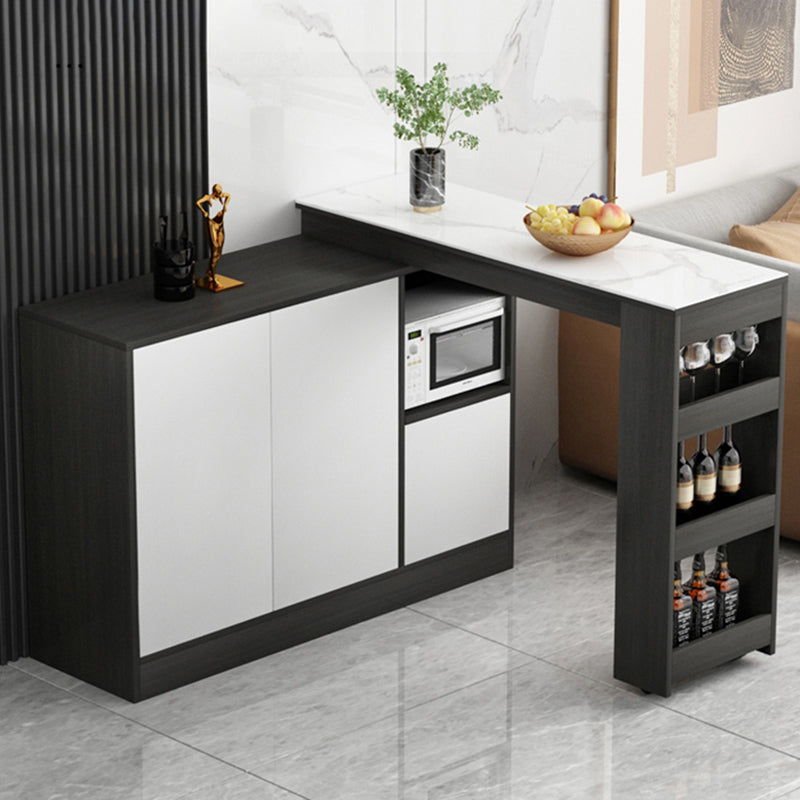 Modern Style Rectangle Bar Table Living Room Bistro Bar Desk with Storage