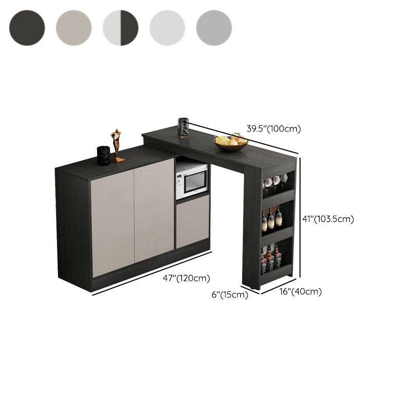 Modern Style Rectangle Bar Table Living Room Bistro Bar Desk with Storage