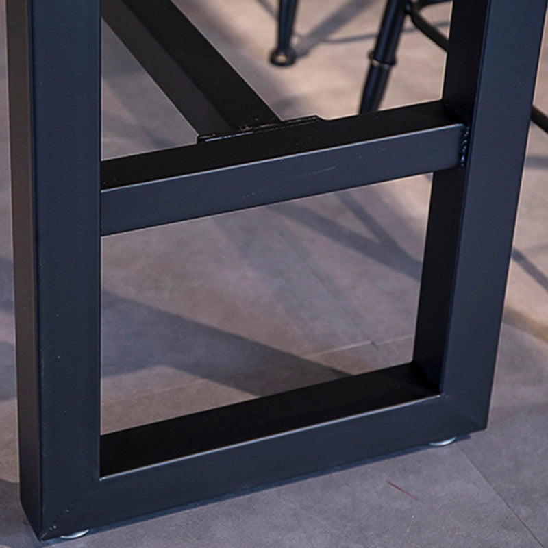 Industrial Style Rectangle Bar Table Solid Wood Bar Dining Table with Footrest