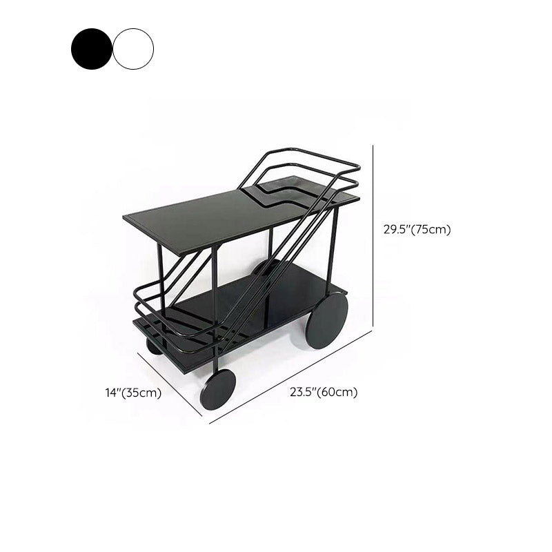 Modern Open Storage Kitchen Trolley Glass Dining Room Prep Table