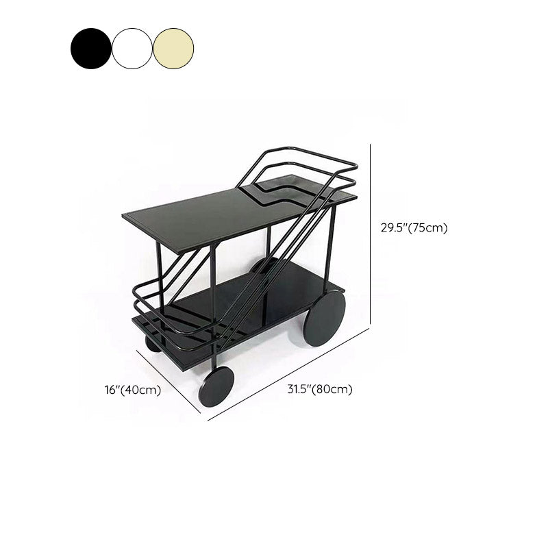 Modern Open Storage Kitchen Trolley Glass Dining Room Prep Table