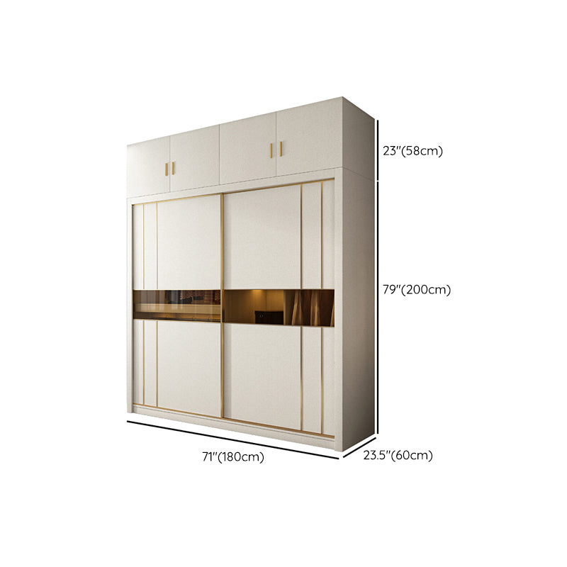 Manufactured Wood White Wardrobe Modern Cabinet with Sliding Doors