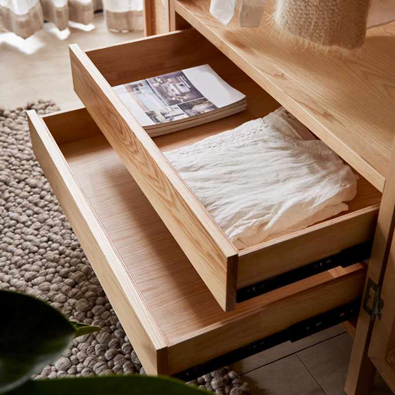 Modern Style Wardrobe Cabinet Solid Wood Wardrobe Armoire with Shelves