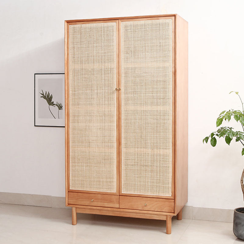 Clothes Rail Wardrobe Cabinet Solid Wood Modern Wardrobe Armoire