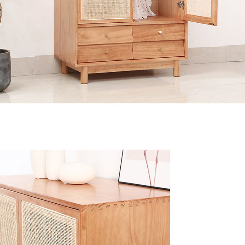 Clothes Rail Wardrobe Cabinet Solid Wood Modern Wardrobe Armoire