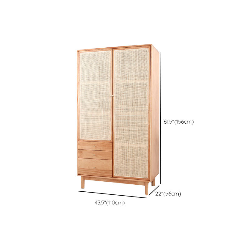 Clothes Rail Wardrobe Cabinet Solid Wood Modern Wardrobe Armoire