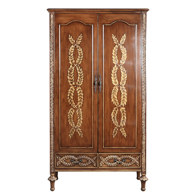 Solid Wood Wardrobe Cabinet Clothes Rail Wardrobe Armoire for Home