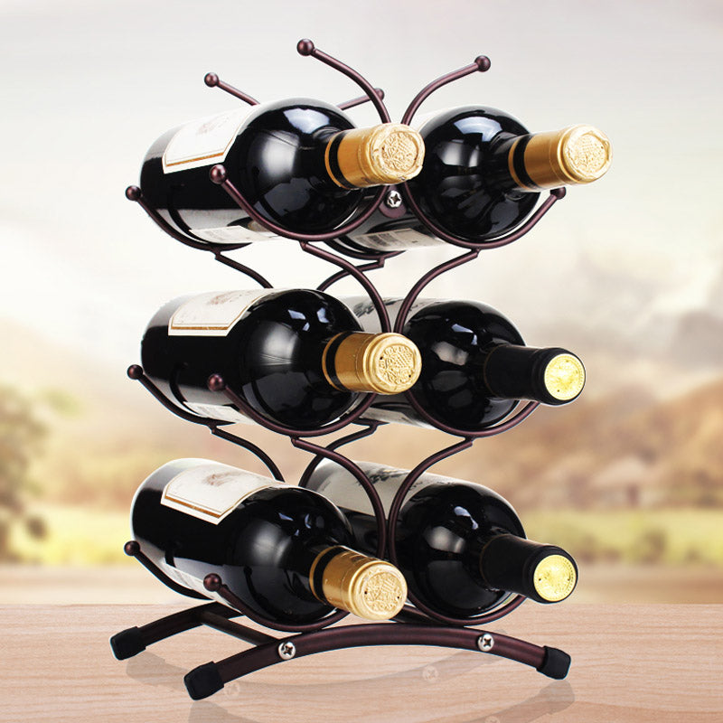 Glam Style Tabletop Wine Rack Metal Wine Bottle Rack for Kitchen
