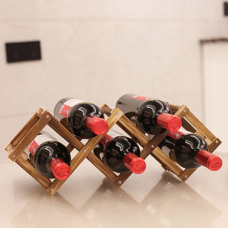 Countertop Wine Rack Solid Wood Stackable Wine Bottle Rack for Living Room