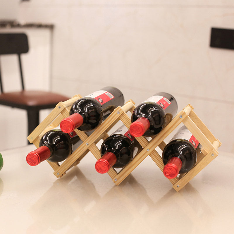 Countertop Wine Rack Solid Wood Stackable Wine Bottle Rack for Living Room