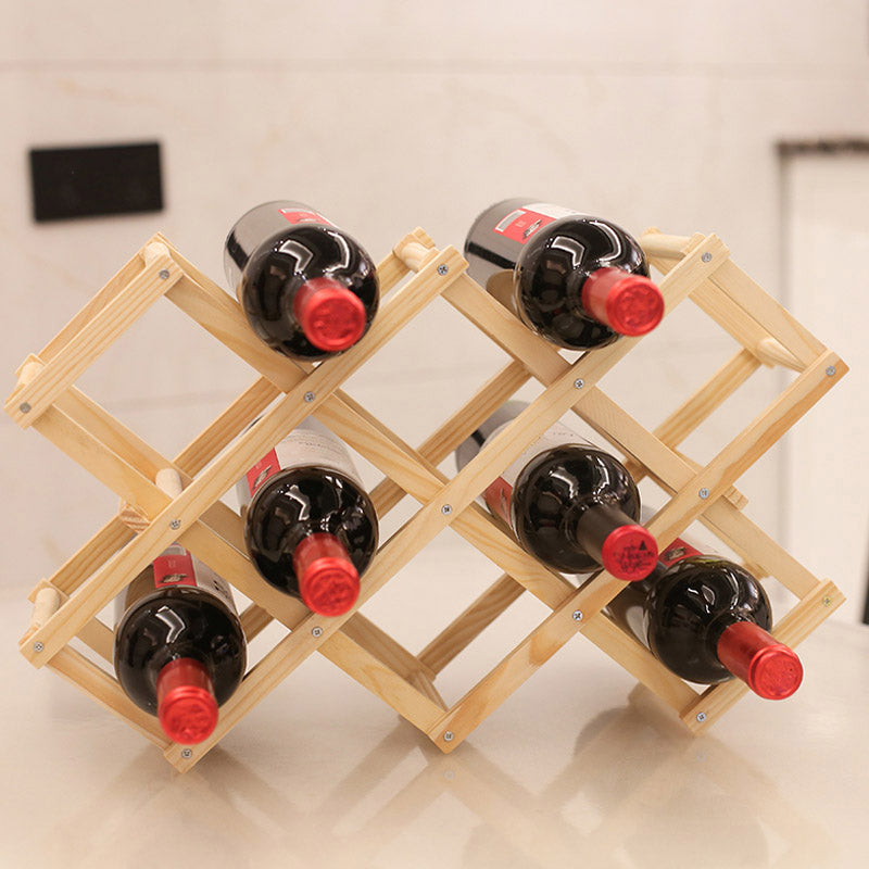 Countertop Wine Rack Solid Wood Stackable Wine Bottle Rack for Living Room