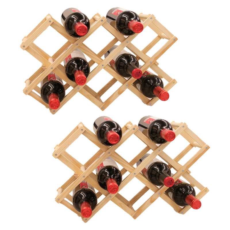 Countertop Wine Rack Solid Wood Stackable Wine Bottle Rack for Living Room