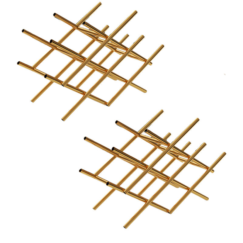 Modern Simple Tabletop Wine Rack Golden Geometry Wine Bottle Rack for Kitchen