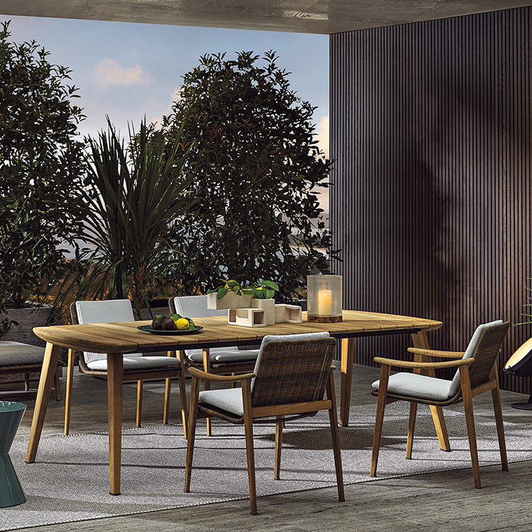 Rectangular Patio Dining Table Set 1/5/6 Pcs Modern Wood Dining Table Set