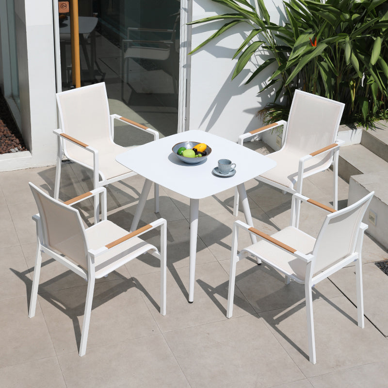 1/3/5/7 Pieces Dining Table Set White Metal Patio Dining Table Set
