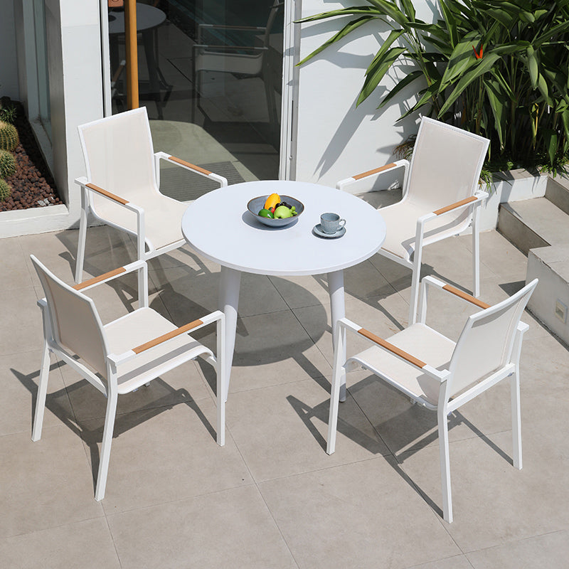 1/3/5/7 Pieces Dining Table Set White Metal Patio Dining Table Set