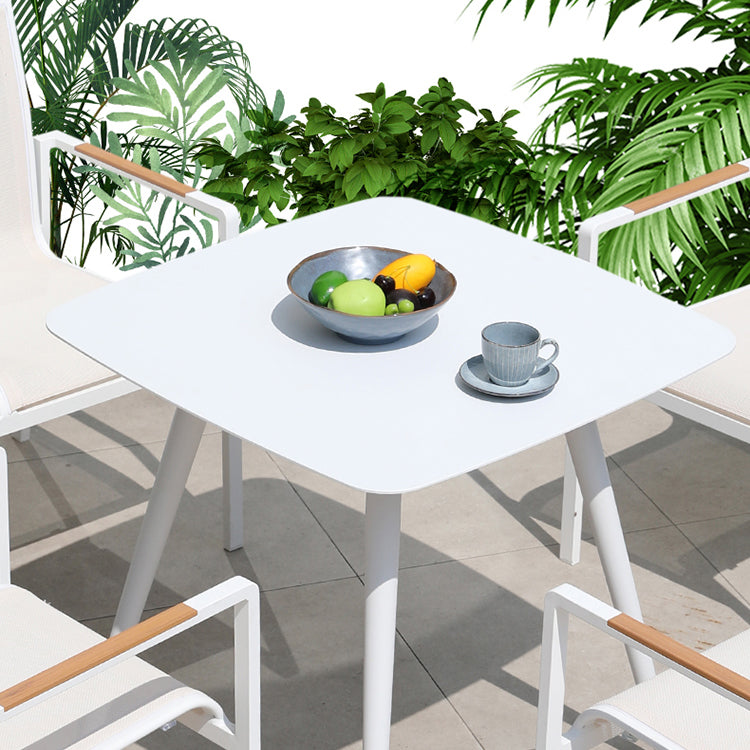 1/3/5/7 Pieces Dining Table Set White Metal Patio Dining Table Set