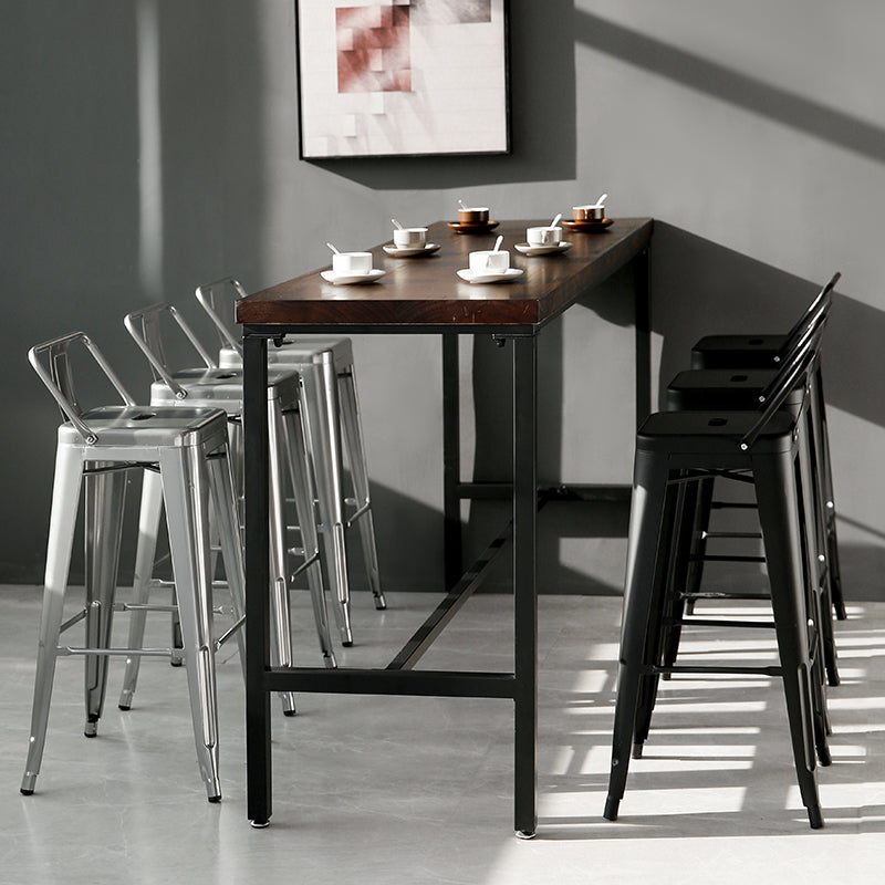 Modern Square Dining Stools Metal Armless Barstools with Footrest