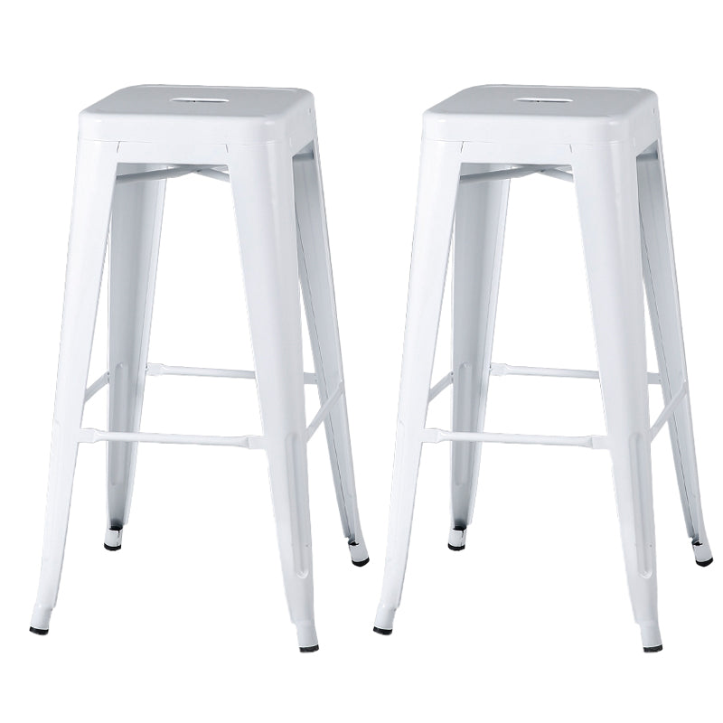 Modern Square Dining Stools Metal Armless Barstools with Footrest