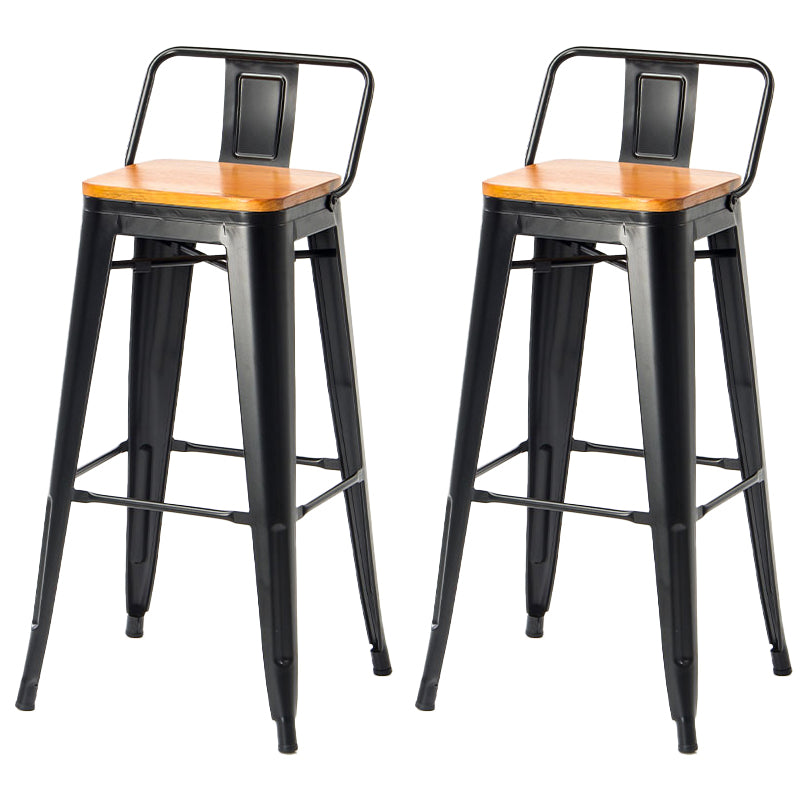 Modern Square Dining Stools Metal Armless Barstools with Footrest