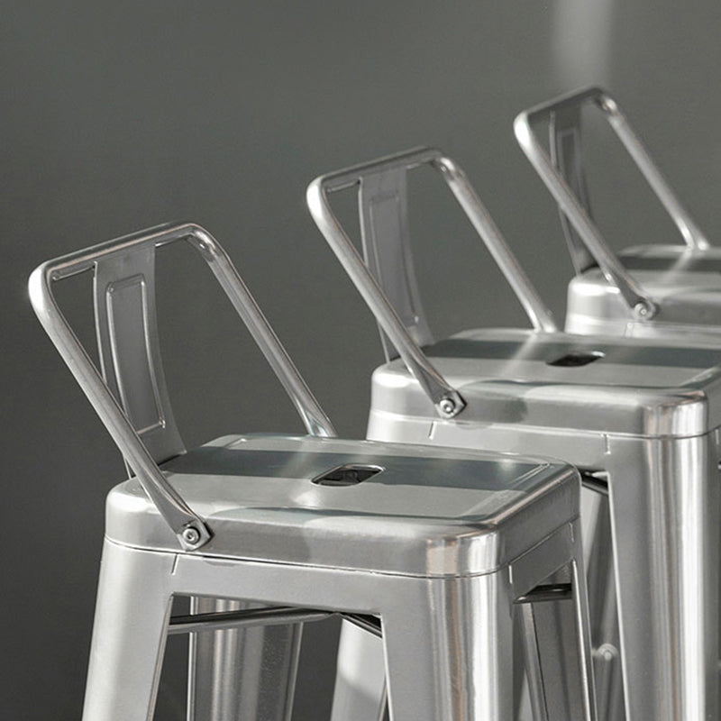 Modern Square Dining Stools Metal Armless Barstools with Footrest