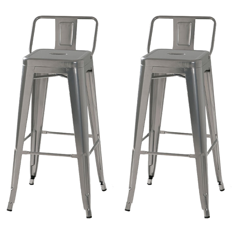 Modern Square Dining Stools Metal Armless Barstools with Footrest
