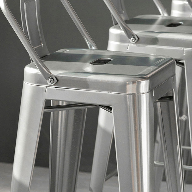 Modern Square Dining Stools Metal Armless Barstools with Footrest