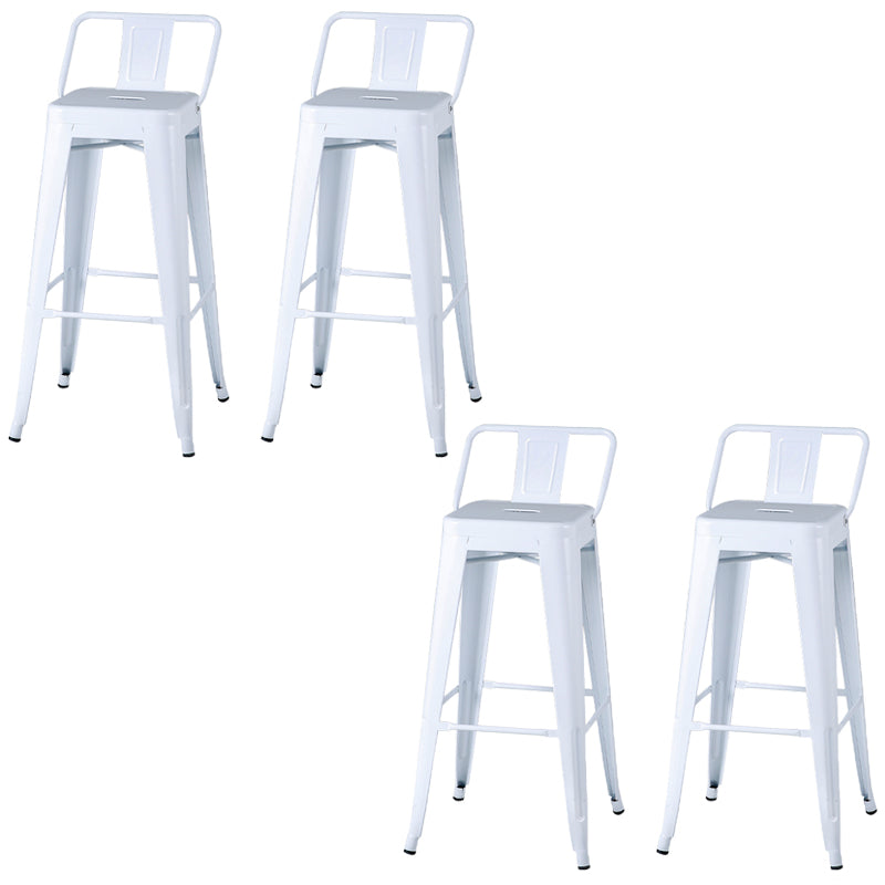 Modern Square Dining Stools Metal Armless Barstools with Footrest