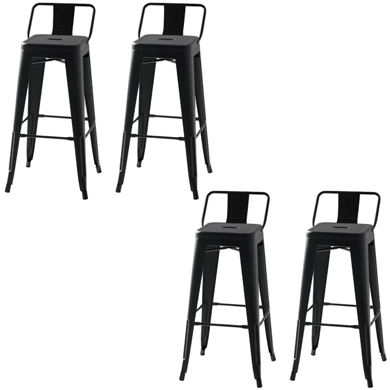 Modern Square Dining Stools Metal Armless Barstools with Footrest