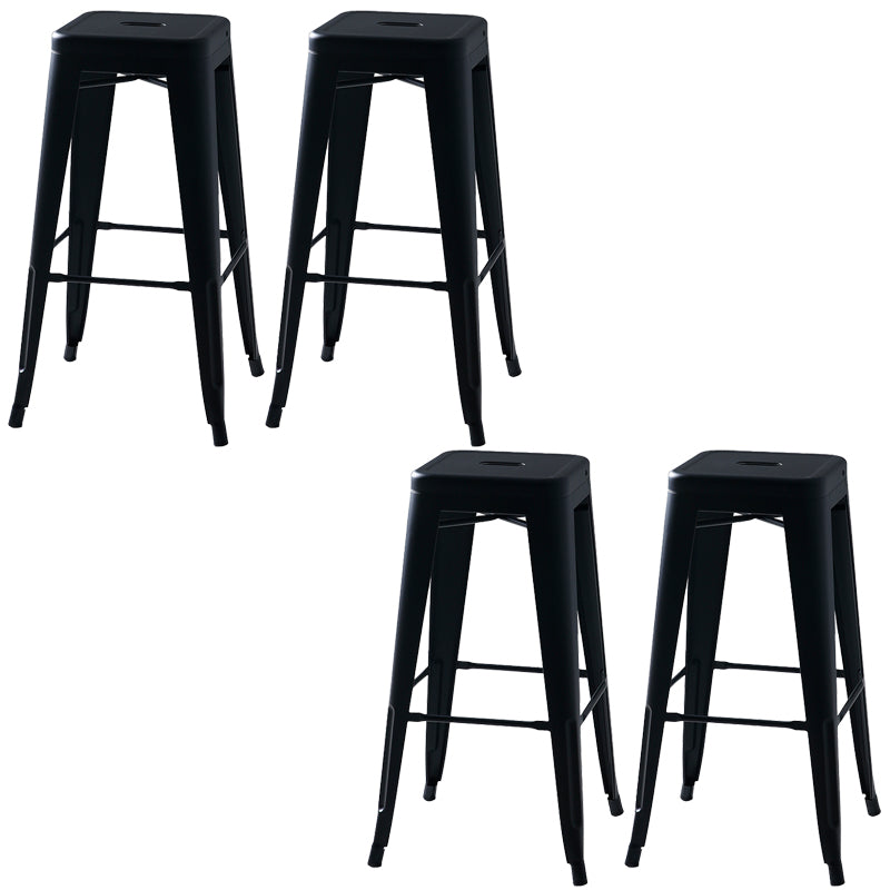 Modern Square Dining Stools Metal Armless Barstools with Footrest