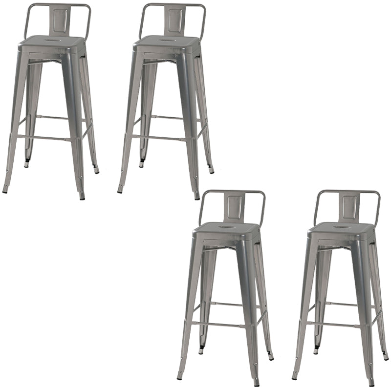 Modern Square Dining Stools Metal Armless Barstools with Footrest