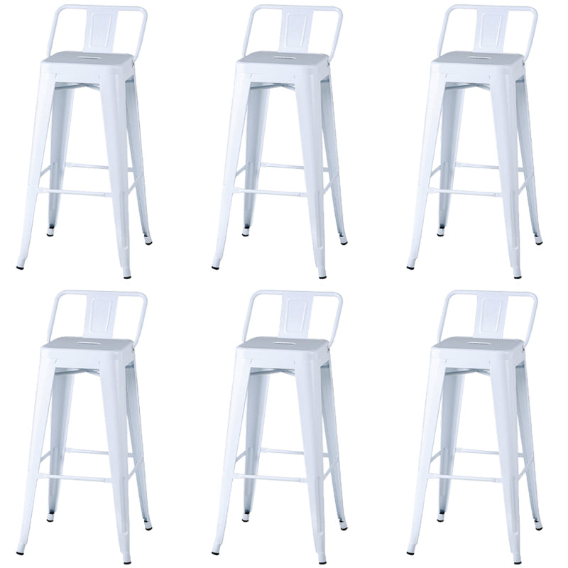 Modern Square Dining Stools Metal Armless Barstools with Footrest
