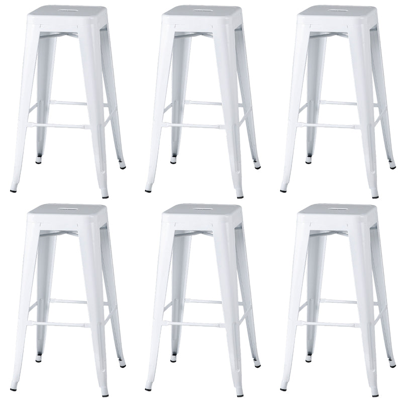 Modern Square Dining Stools Metal Armless Barstools with Footrest