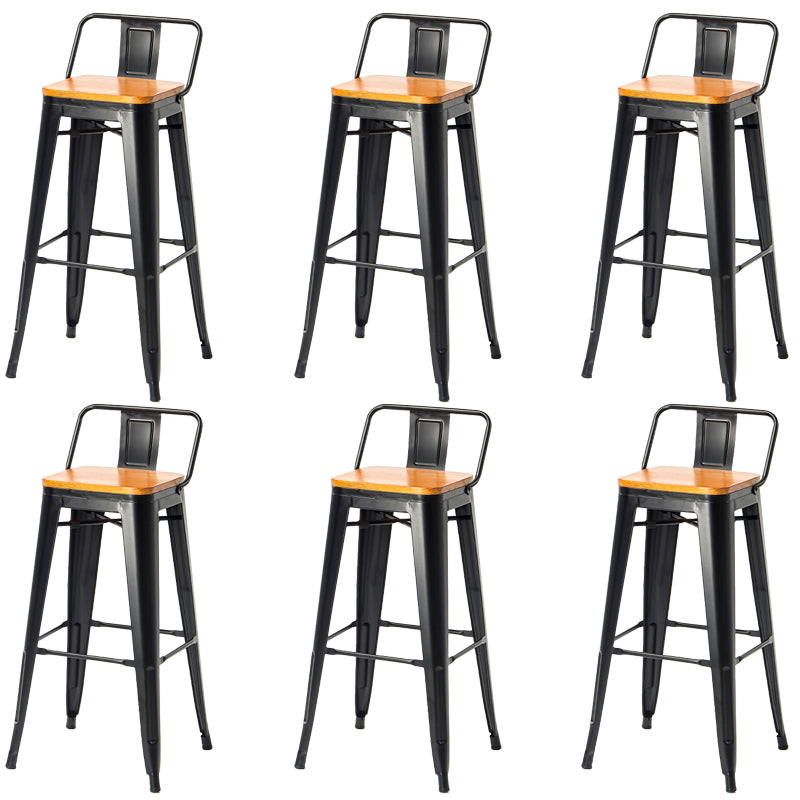 Modern Square Dining Stools Metal Armless Barstools with Footrest