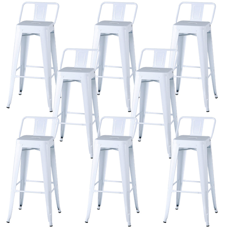 Modern Square Dining Stools Metal Armless Barstools with Footrest