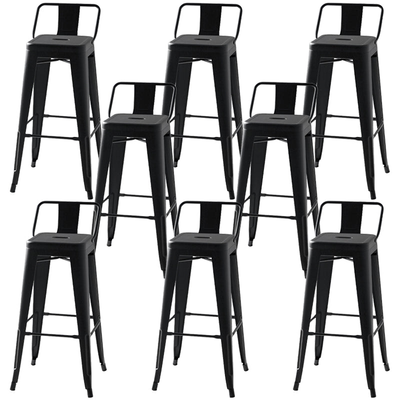 Modern Square Dining Stools Metal Armless Barstools with Footrest