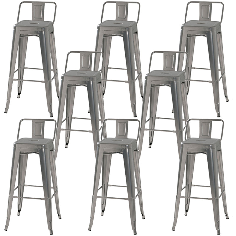 Modern Square Dining Stools Metal Armless Barstools with Footrest
