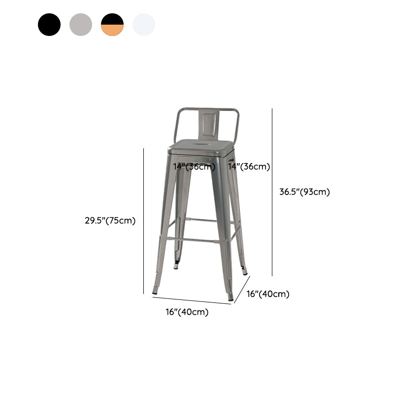 Modern Square Dining Stools Metal Armless Barstools with Footrest